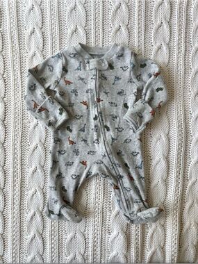 Carter's Gray Footed One-Piece with Dino Print Newborn